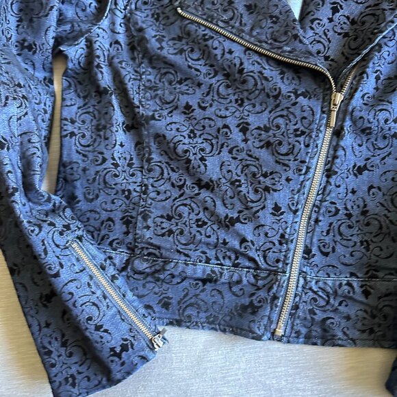 LIKE NEW 6 by Six Denim Jacket with Black Velvet Design - Picture 7 of 9
